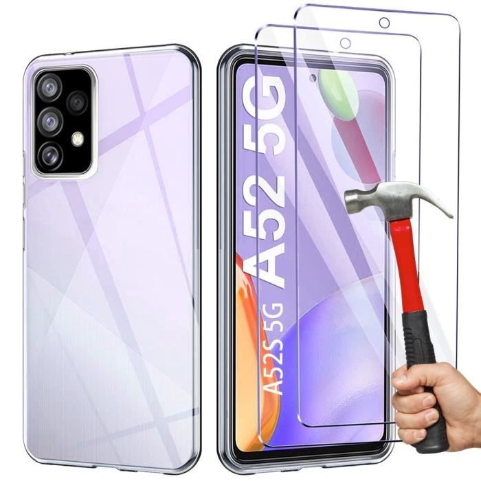 Coque - samsung - a53 5g - silicone souple - transparent - pack 2 verres trempés