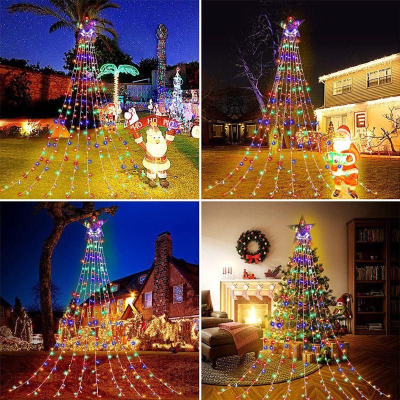 LED Star Waterfall Lights Christmas Decorations String Lights Christmas Tree Ornaments for Home 2026 Navidad Natal New Year 2026