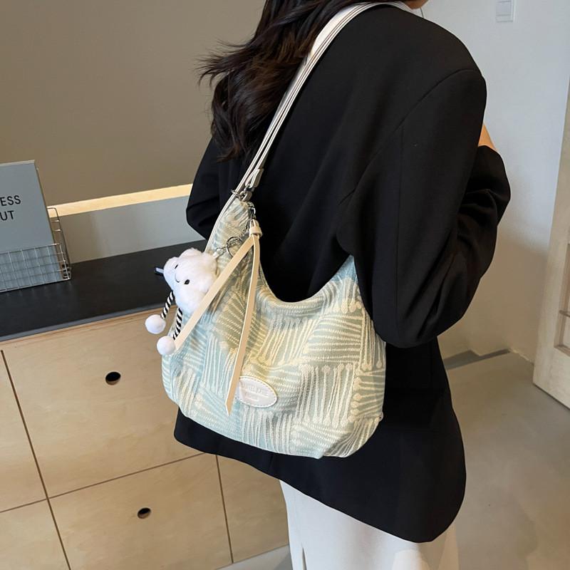 Ielgy Ladies High-End Feeling Autumn Winter Canvas One-Shoulder Large-Capacity Tote Bag
