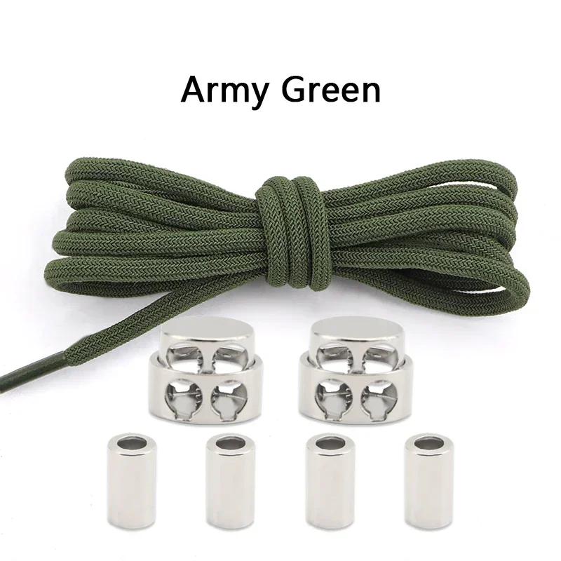 1Pair Lock Shoe laces Without ties Metal Buckle Laces Round Elastic Laces Sneakers Kids Adult No Tie Shoelaces Shoes Accessories