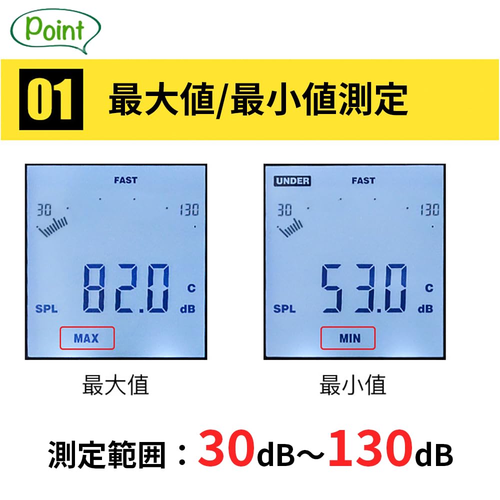 Sonomètre numérique avec données et impression de bruit Valeur haute rapide Léger et comprend un manuel d'instructions en japonais Enregistrement, Sortie,