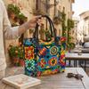 Borsa Tote in Tela Floreale Bohemien Colorata Borsa a Spalla Elegante Casual di Grande Capacità per Shopping Quotidiano Viaggio