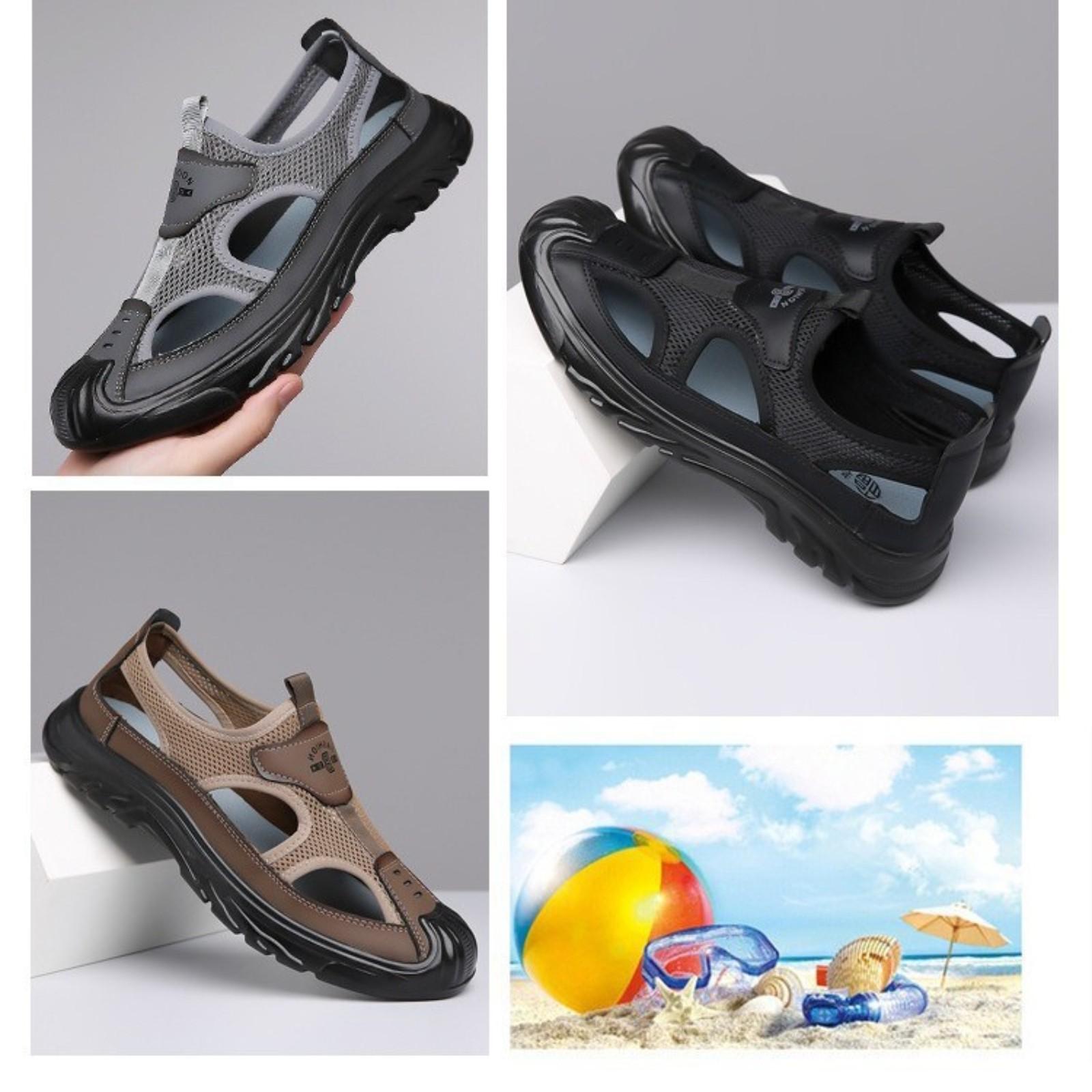 

Summer Breathable Men s Closed Toe Sandals Casual Beach Shoes 44 кавовий