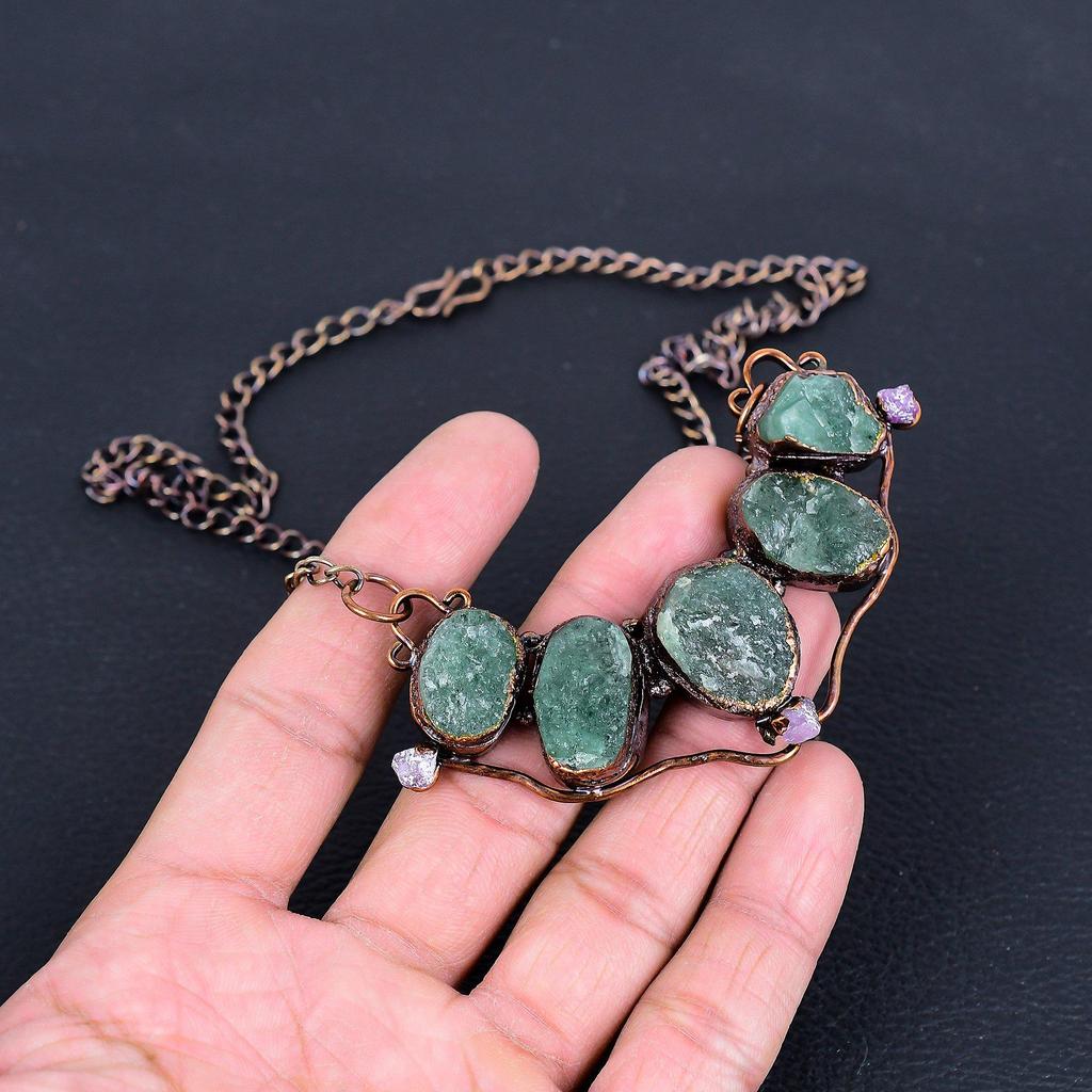 Strawberry Quartz Necklace, Gemstone Copper Electroformed Jewelry Necklace, Handmade Jewelry, For Anniversary Gift