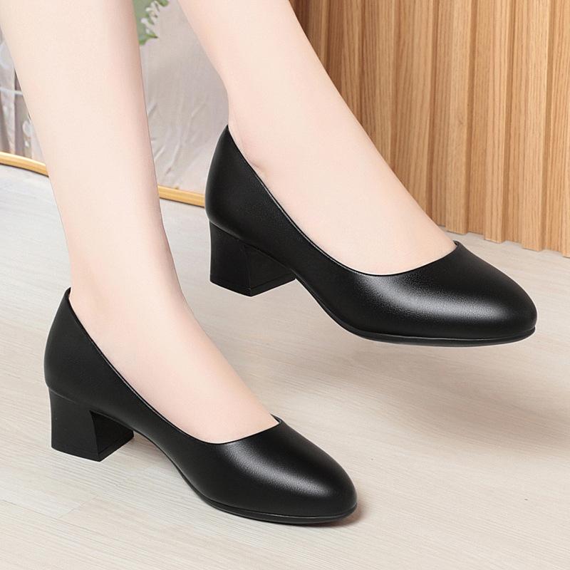 

Весенние новые одинарные туфли, обувь стюардессы, женская обувь на мягкой подошве, платье, профессиональная рабочая обувь, удобные туфли из мягкой кожи на толстом каблуке 41