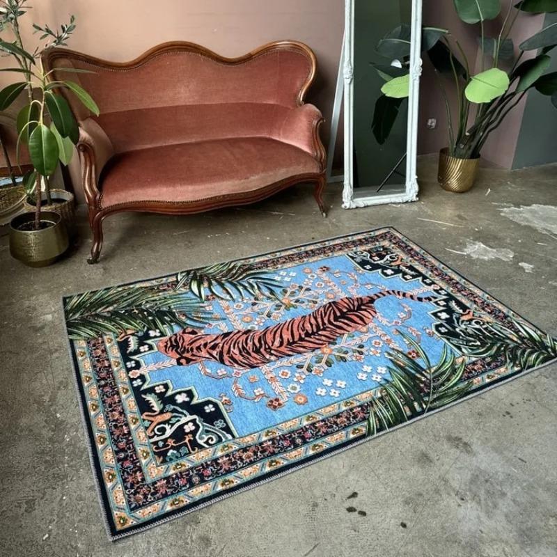 

Перський килим Тропічний ліс Тигр Спальня Приліжкові килимки Стійкі до бруду та зносостійкі Килимки для проживання Декоративний килим 40x60cm