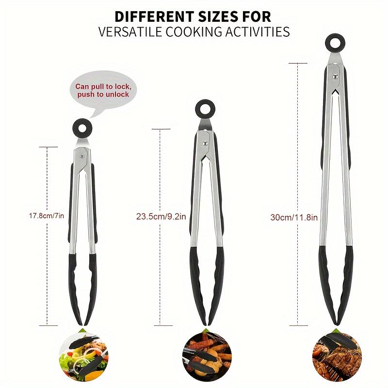 Duurzame 7-inch, 9-inch en 12-inch Keukentangen, Voedingstangen, Keuken Barbecue Gereedschap, Hittebestendig, met een Vergrendelingsmechanisme voor een Stevige Greep