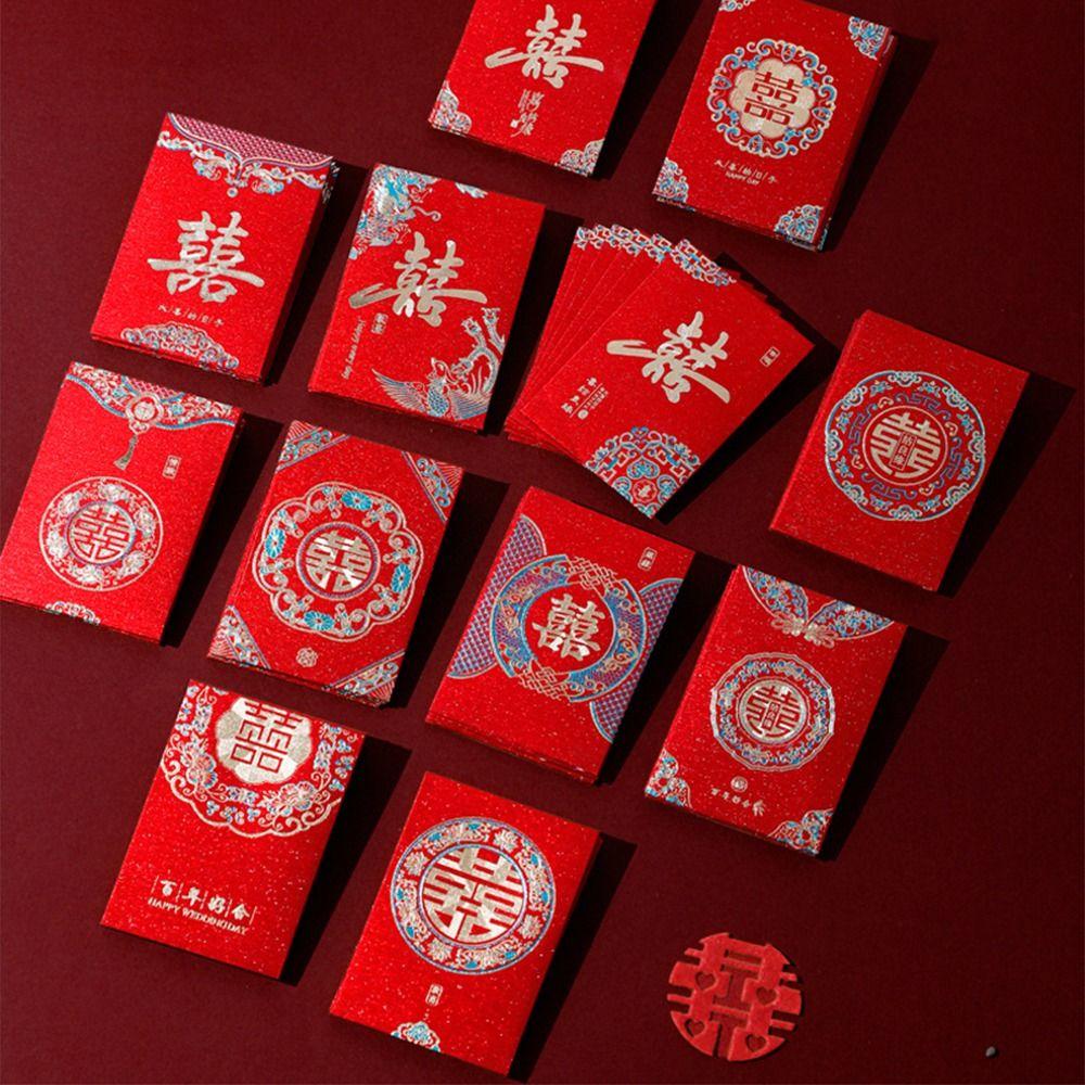 20pcs Multiple Patterns Money Pocket Best Wishes Blessing Bag Red Envelope Spring Festival