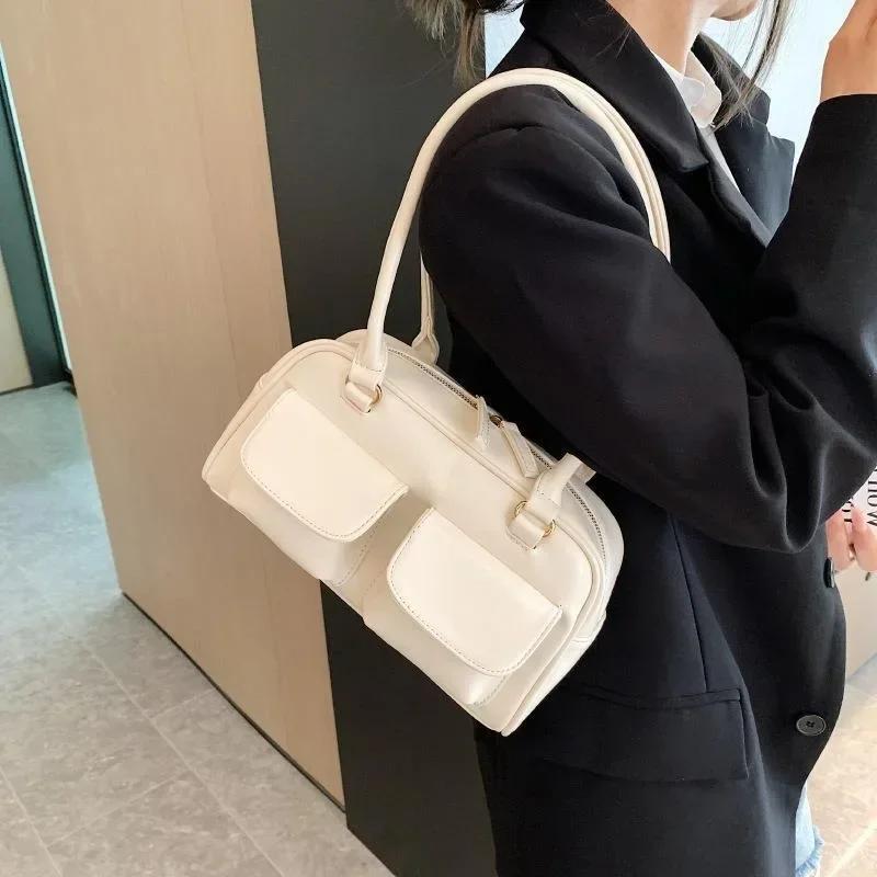 Shoulder Chubby Bags For Women Stand Oil Style Bowling Boston Pockets Desinger Shopping Bag Handbag  Purses And Handbags
