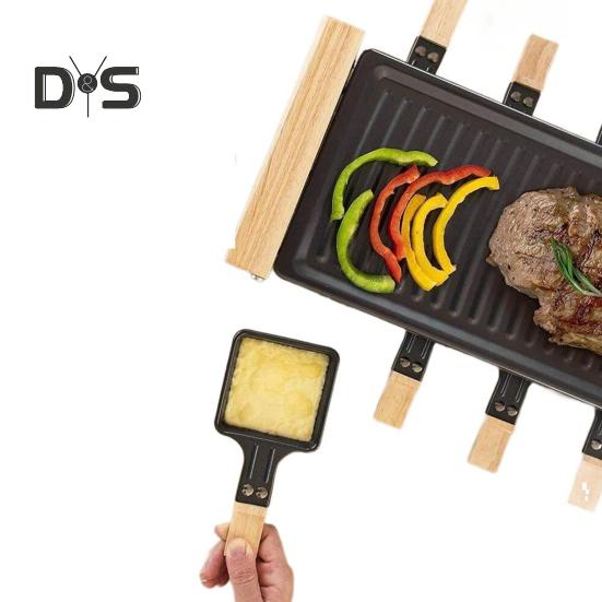 1/4 Pezzi Mini Padella Grill per Raclette Rivestita Antiaderente Piastra Grill Forma Quadrata Triangolare Accessori per Sciogliere il Formaggio