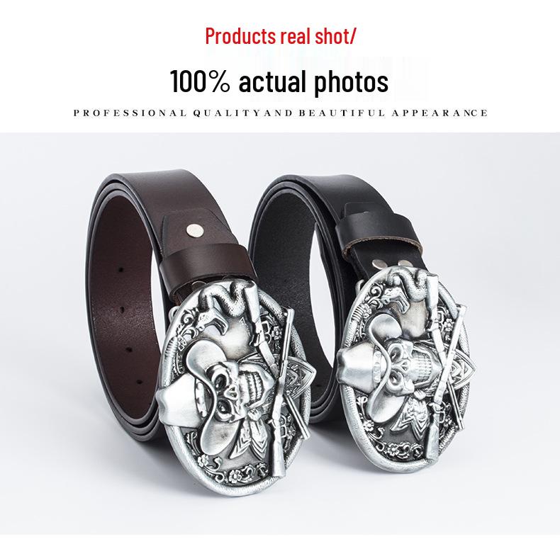 Trendy Men's Retro Cowhide Leather Belt - Genuine Casual Style for Trousers