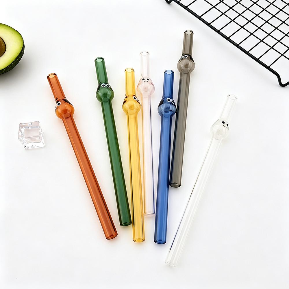 5Pcs Glass Boba Straws Reusable Glass Drinking Straws Wide Clear Straws 12mm Clear Smoothie Straws for Bubble Tea Milkshakes