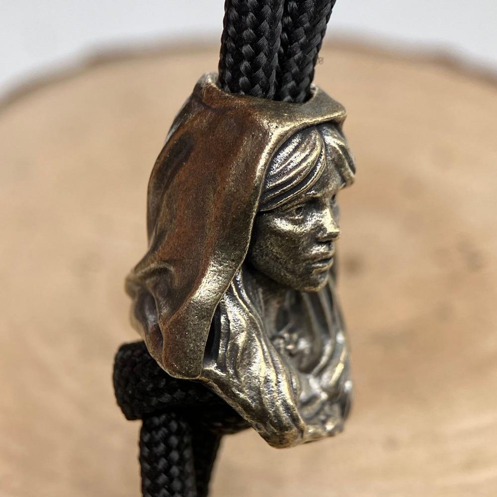 1pc Lady Nun Brass Knife Beads EDC DIY Woven Bracelets Lanyard Key Chain Pendant Accessories Men Outdoor Tool Hangings Charms
