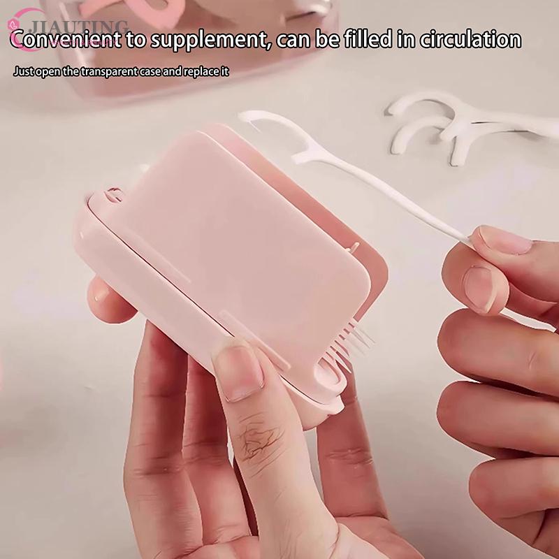 Portable Carry-on Dental Floss Dispenser Containing Floss Dental Floss Storage Box Auto Refillable Oral Hygiene Care Floss Pick