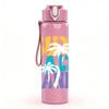 1PC Sun Salt Sand Letter 750ml Color Plastic Sports Water Bottle Leakproof Flip Straw Lid Suitable for Sports Office Home Use