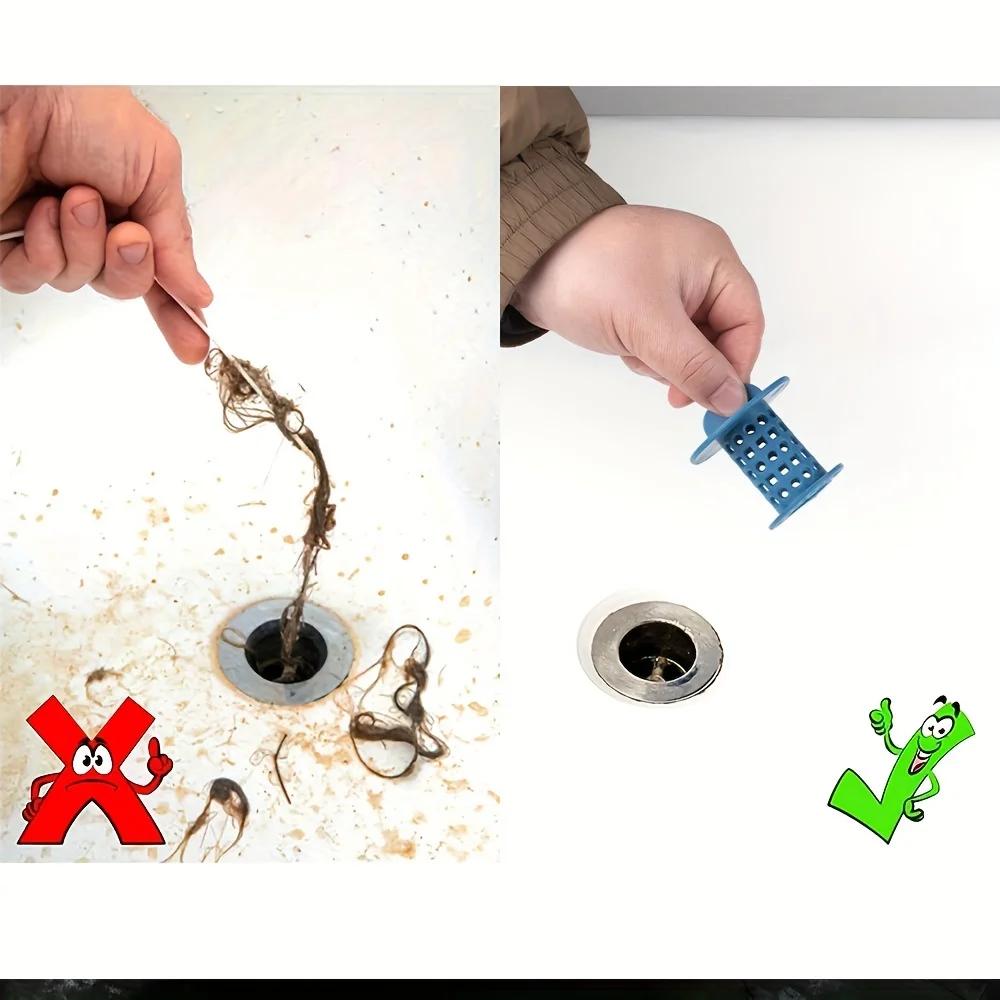 1pcs  Shower Drain Hair Catcher Hair Cleaning Collector Bathroom Accessories Flexible Sewer Filter  Sink Drain Protector