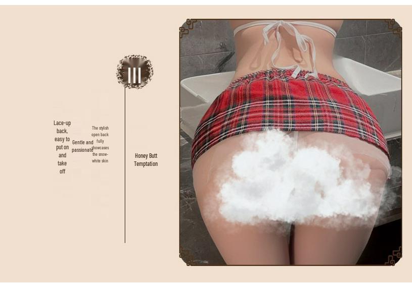 Tempting Plaid Mini Skirt Student Lingerie Set