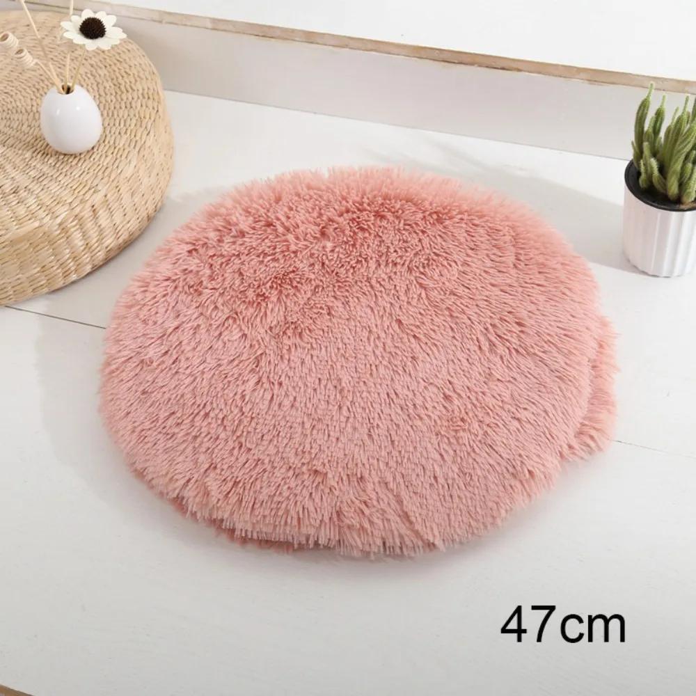 New Durable High Quality Portable Soft Fleece Cat Mat Solid Color Round Shape Pet Cushion Comfortable Cat Nest Kitten Puppy