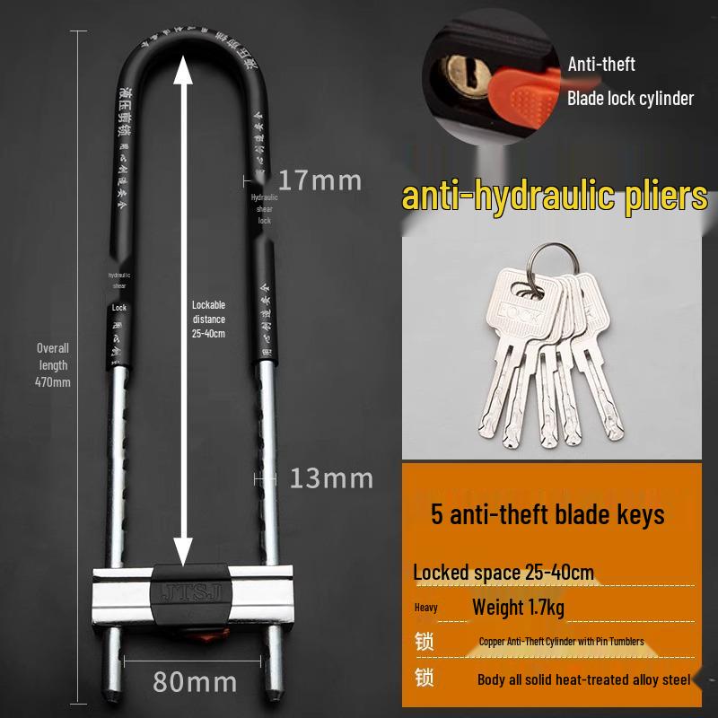 U-Lock Glass Door Lock for Double Sliding Doors - Outdoor U-Shaped Insert Lock