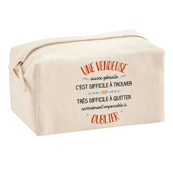 Tote bag - PLANETEE - Trousse Multifonction « Une Vendeuse Aussi Géniale » - Coton beige - Imprimé en France - Grande contenance