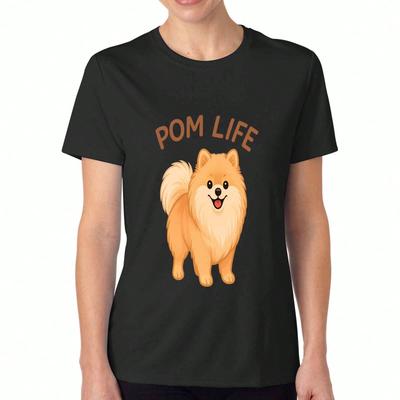 Pom Life Unisex Cotton T Shirt, Premium Cotton HighQuality Print, Durable, Cute Pomeranian Graphic, Casual Fashion, Dog Lover Tee, Comfortable And Sty