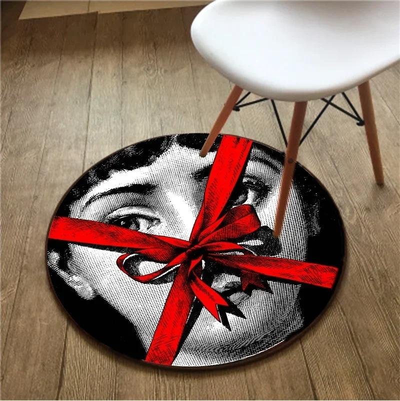 Black and White Girl Avatar 3D Carpet – Circle Rug for Living Room, Area Rug, Outdoor Rug, Room Decoration, Yoga Mat