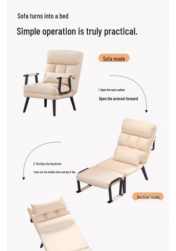 Dual-Use Reclining Office Chair: Foldable Nap Bed/Sofa Seat with Adjustable Backrest