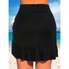 Schwarzer High Waist Raffung Kordelzug Badehosenrock Rüschensaum Asymmetrisch Strand Überwurf Rock