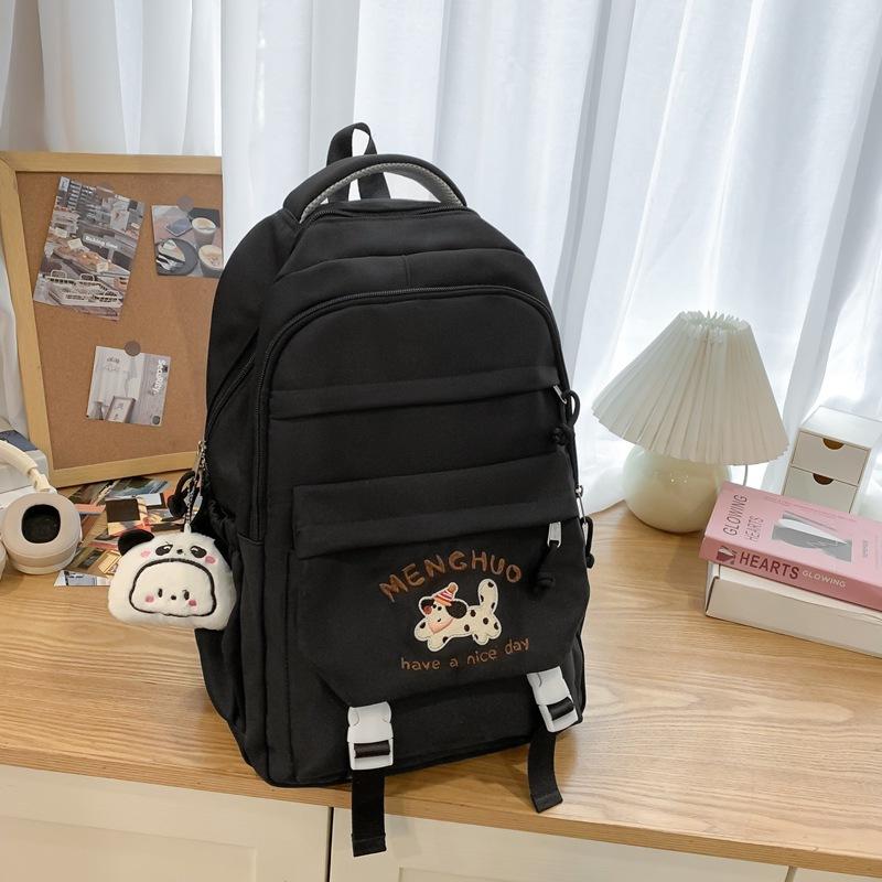New Cartoon Puppy Embroidered Schoolbag High Value Korean Version Ins College Style Junior High School Students Multi Layer Backpack
