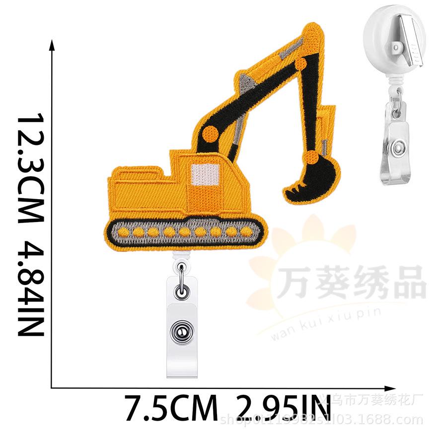 Car Easy-Pull Buckle Embroidery Cloth Sticker Cute Construction Vehicle Clothes Patch Sticker Crocodile Clip Truck Embroidery Chapter Boy