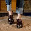 British Style Lace-Up Small Leather Shoes Women'S Versatile Platform Loafers College Retro Round Head Thick Heel Single Shoes