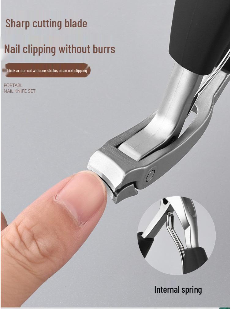 Anti-Splash Bent Head Nail Clippers: Large Opening for Thick, Hard Nails - Home Manicure Tool