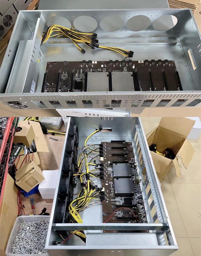 BTC X79 Dual CPU Miner Motherboard DDR3 8 PCI-E X16 with E5-2620 CPU RECC 8G DDR3 Memory 120G MSATA SSD For Support 3060 GP