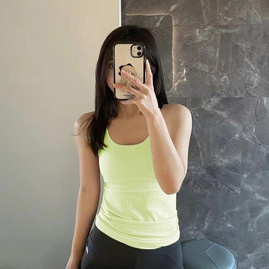 EBB TO STREET Damski Długi Top do Jogi z Dekoltem Racerback i Wkładkami na Biust