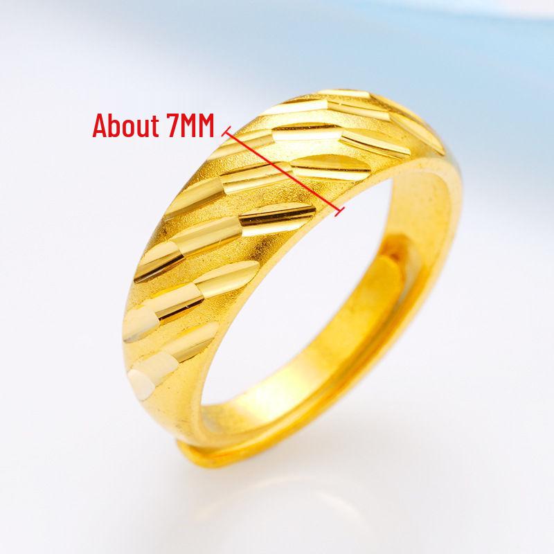 Gold Sand Meteor Shower Open Ring: Men's and Women's Smooth Surface Couple Ring, Niche High-End Jewelry Design.