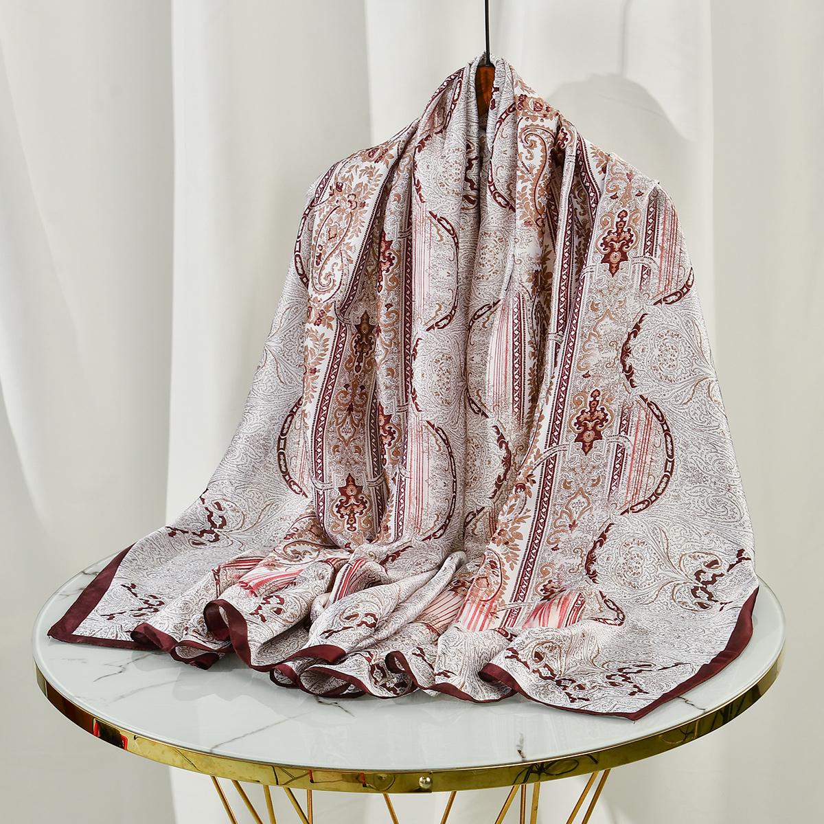 

Muslim Paisley Shawl Fashion Cashew Printed Scarf Women Silk-like Satin Hijab Floral Satin Hair Wraps Foulard Headscarf