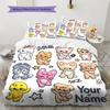 Custom Name Chibi Animal Friends Bedding,Quilt Set Quilt Cover Pillowcase Home Birthday Gift (1 * Duvet Cover + 2 * Pillowcase, Without Core)