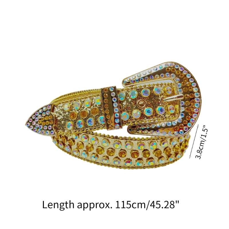 Adult Shinning Waist Belt Luxurious Pin Buckle Waist Belt Adjustable Length Y2K Rhinestone Waist Belt for Nightclub