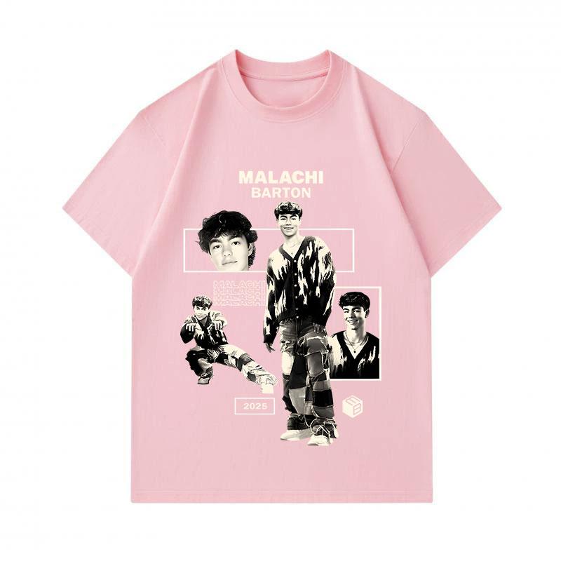 T-shirt Homme 100% Coton Col Rond Manches Courtes, Malachi Barton Rétro Vintage Impression Graphique Décontracté Confortable Quotidien pour 2025 Mode de Rue L