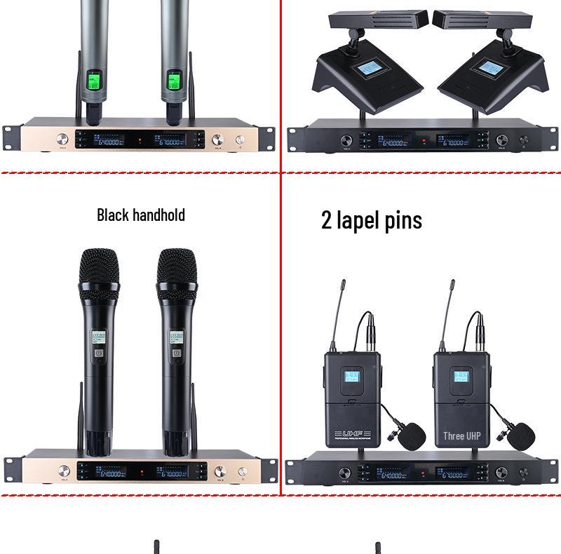 Wireless Dual Microphone Kit: KTV Singing, U Band Receiver, Infrared Frequency, Karaoke Home, Headset & Lavalier.