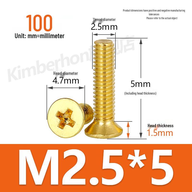 Copper Phillips Countersunk Head Machine Screws, Sizes M2–M4, Lengths 6/8/10/12mm