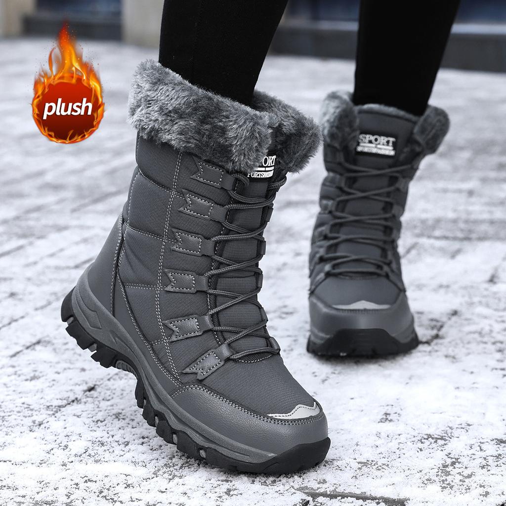 Large Size Cotton Shoes Snow Boots Winter Warm Medium Boots Piled Thickened Outdoor Mountaineering Boots