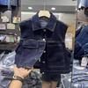 Retro Denim Shirt Vest for Women - 2023 Spring/Summer Petite Korean Style Trendy Layering Top