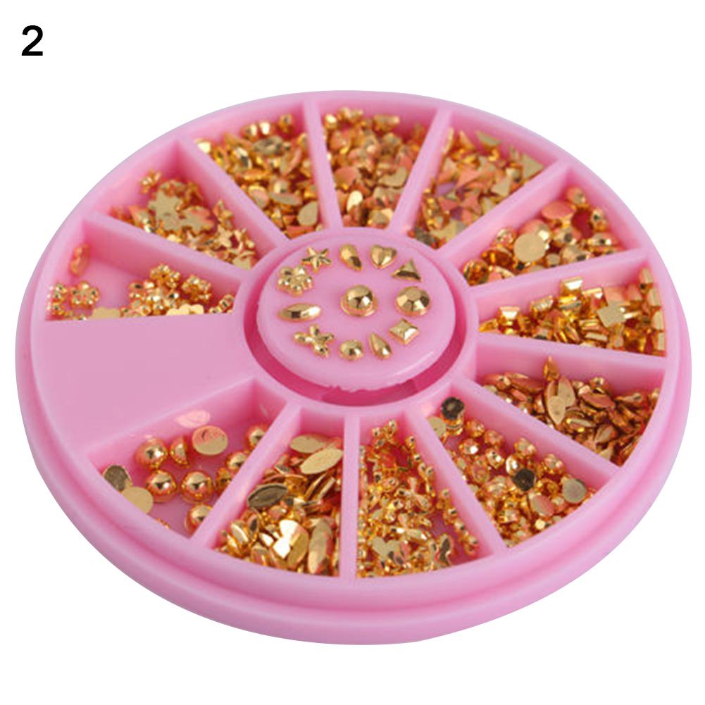 

Маникюрный инструмент Puntos, 1 колесо, 12 смешанных форм, 3D-гвоздики для ногтей, художественные декоры, украшения своими руками розовый