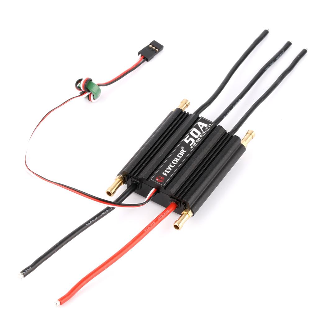 Contrôleur ESC Brushless Flycolor Pour Bateau RC - 2-6S LiPo, BEC 5.5V/5A, Couleur Noir