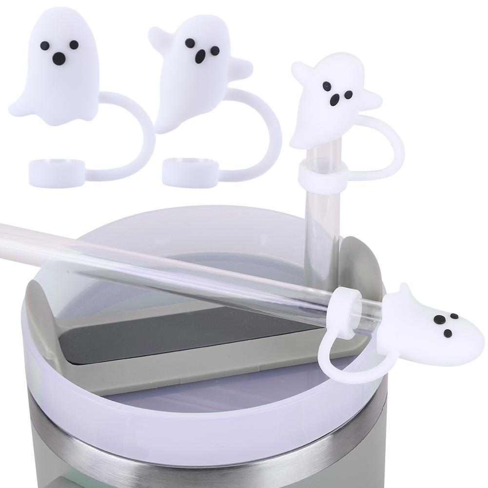 

4 шт. силиконовые защитные насадки для соломинок-призраков 10 мм, многоразовые насадки для соломинок-призраков на Хэллоуин для аксессуаров для стаканов Stanley 30/40 унций