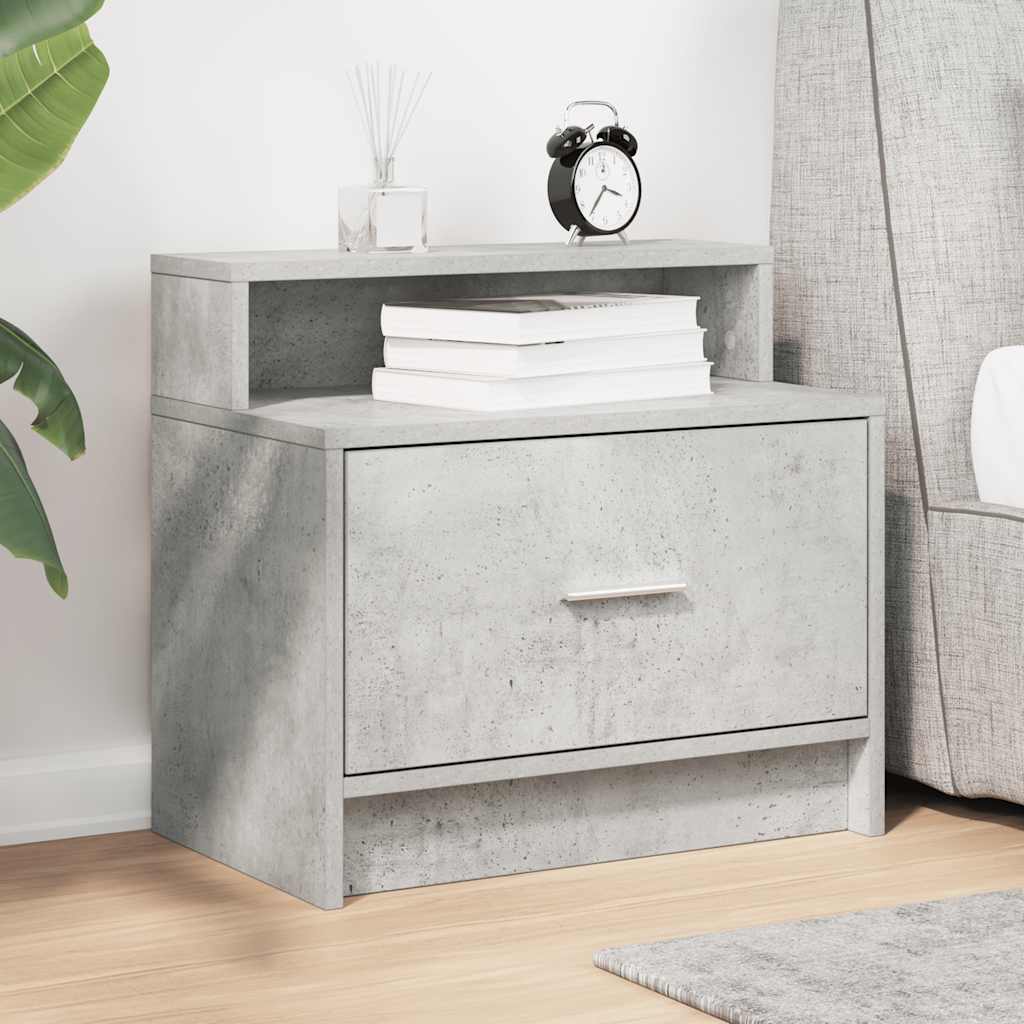 Nightstand with Drawer Concrete Grey 51 x 31 x 47 cm