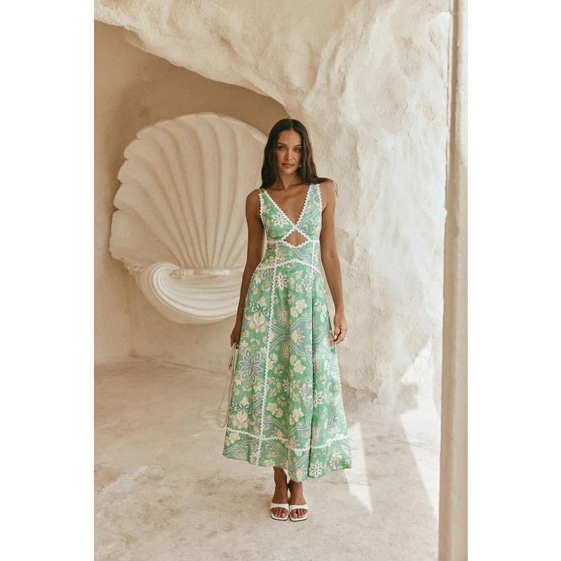 

Personalized Fashion Linen Sleeveless Suspender Lace Dress 2XL