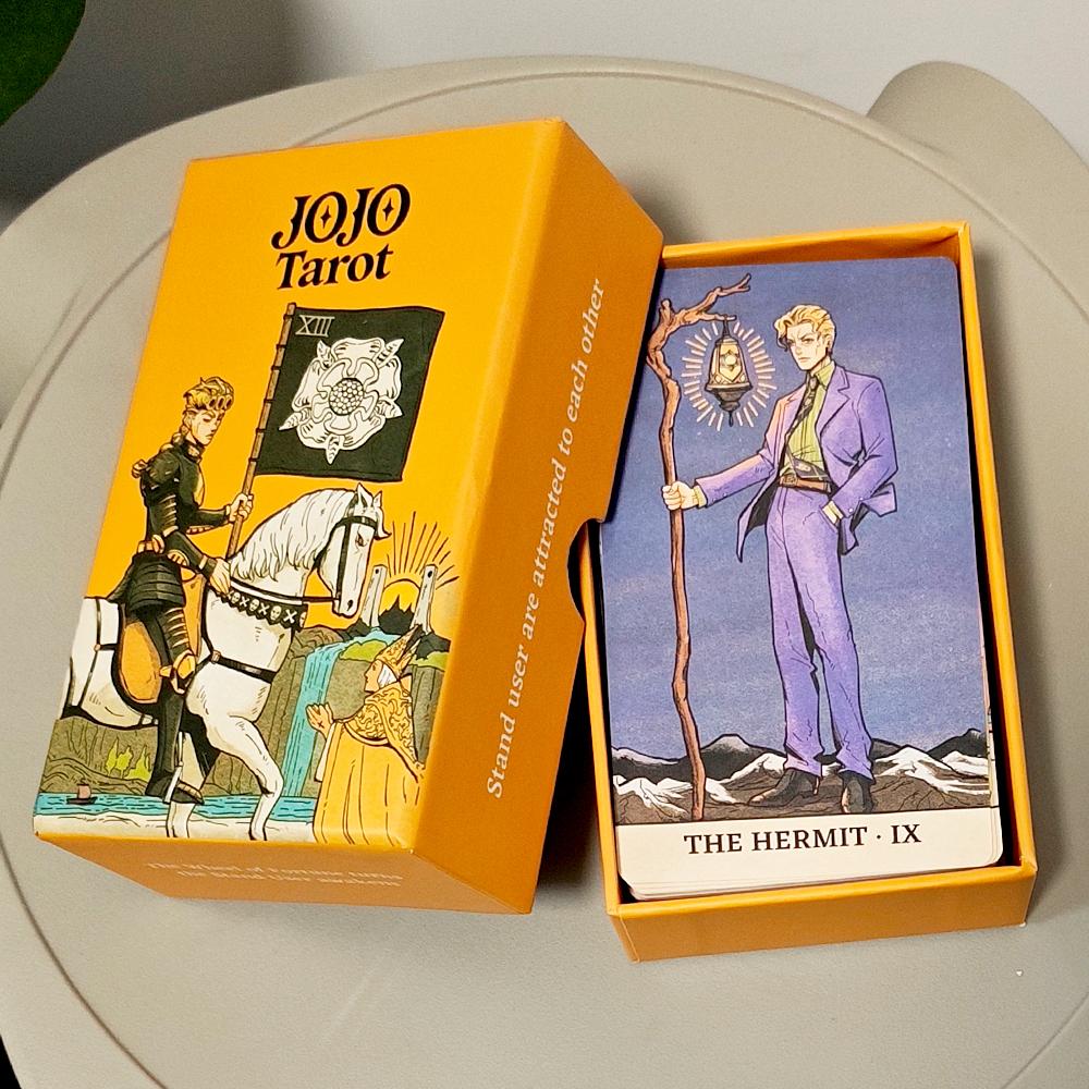 JOJO Tarot Cards Deck in Rigid Box, 80 Pcs Double-Sided Embossed Anime Tarot Cards Bizarre Adventure Tarot Deck 12x7cm