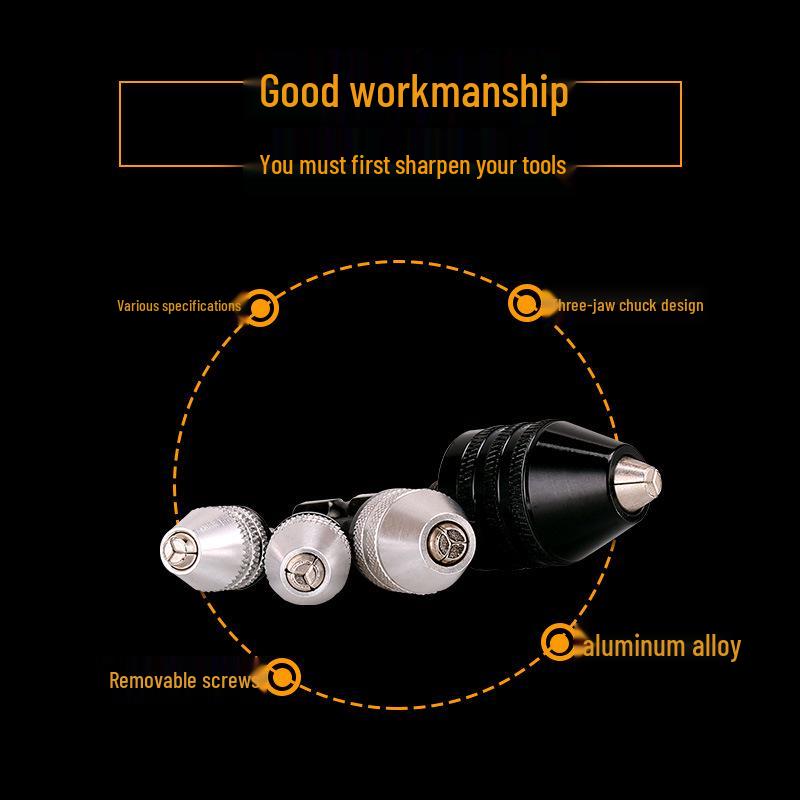 Hex Shank Drill Bit with Three-Jaw Chuck & Round Shank Extension for Electric Drill Grinder.